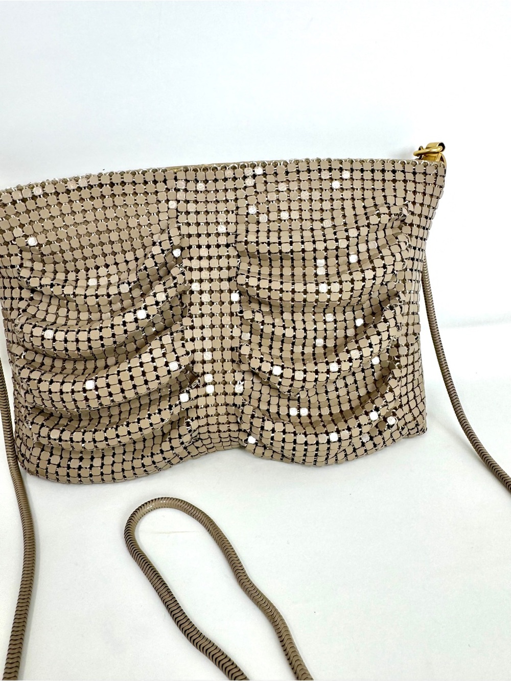 Vintage La Regale Gold Metal Mesh Crossbody Bag Branded Crown Hardware
